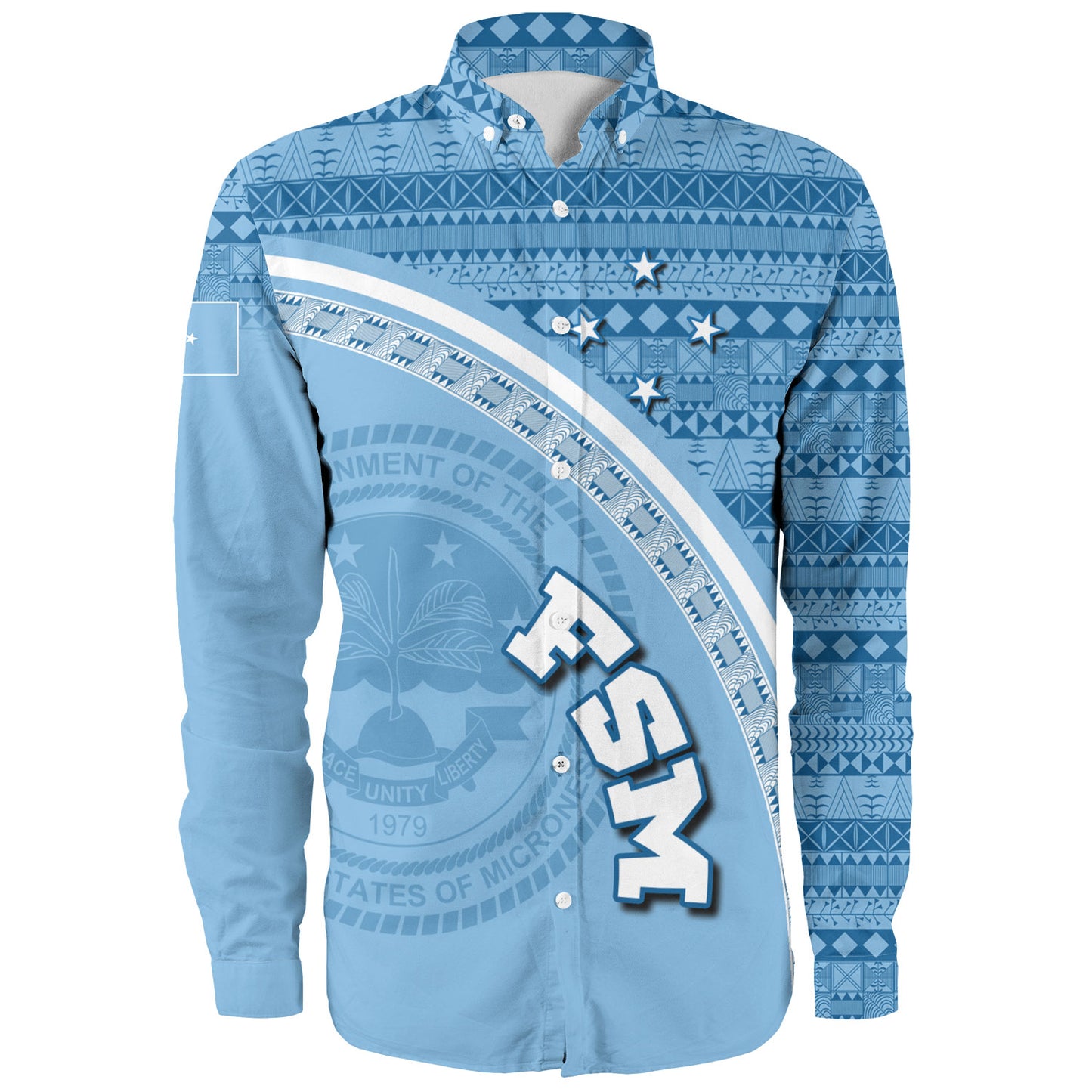 Federated States Of Micronesia Custom Personalised Long Sleeve Shirt Micronesia Tribal Patterns Curve Style