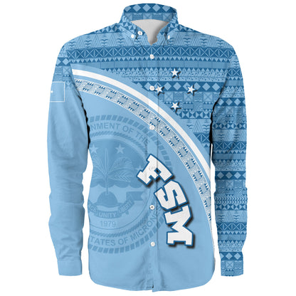 Federated States Of Micronesia Custom Personalised Long Sleeve Shirt Micronesia Tribal Patterns Curve Style