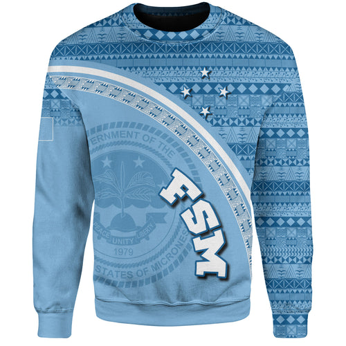 Federated States Of Micronesia Custom Personalised Sweatshirt Micronesia Tribal Patterns Curve Style