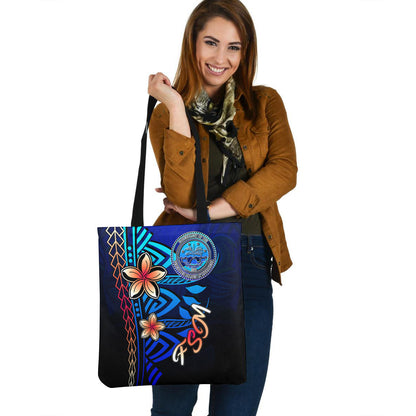 Federated States of Micronesia Custom Personalised Tote Bag Blue Vintage Tribal Mountain