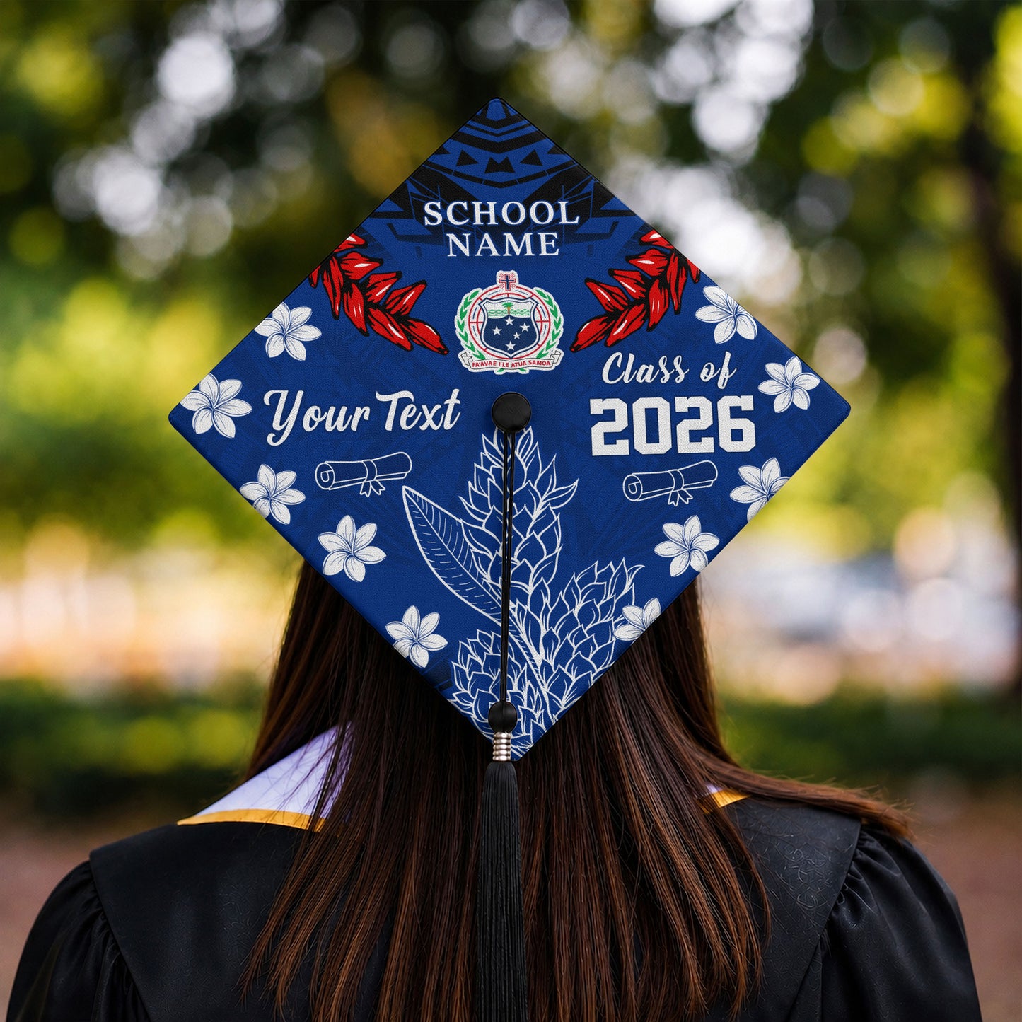 Samoa Graduation Cap Custom 2026 Polynesian Floral Ulafala In My Heart