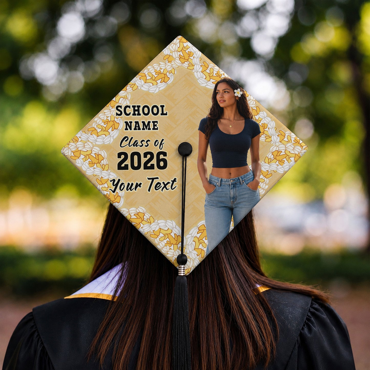 Hawaii Graduation Cap Custom Polynesian Lei Island Style