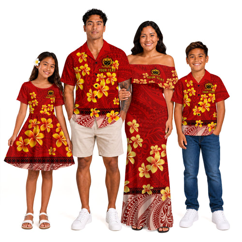 Samoa Combo Family Custom Plumeria Flower Fabric Design