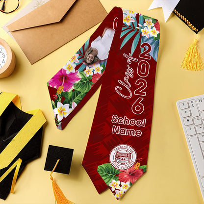 Hawaii Graduation Stole Custom Farrington High School Class 2026 Tropical Hibiscus Island Style