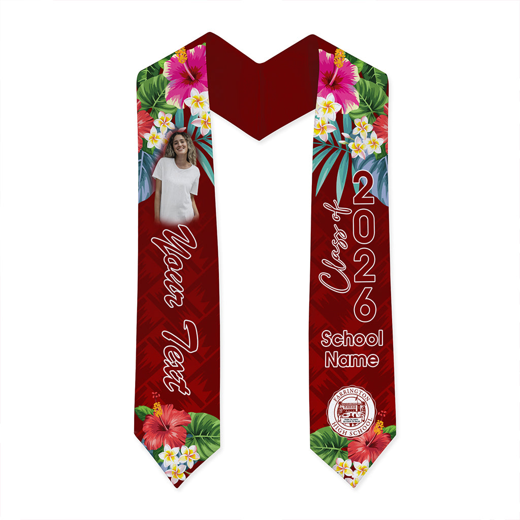 Hawaii Graduation Stole Custom Farrington High School Class 2026 Tropical Hibiscus Island Style