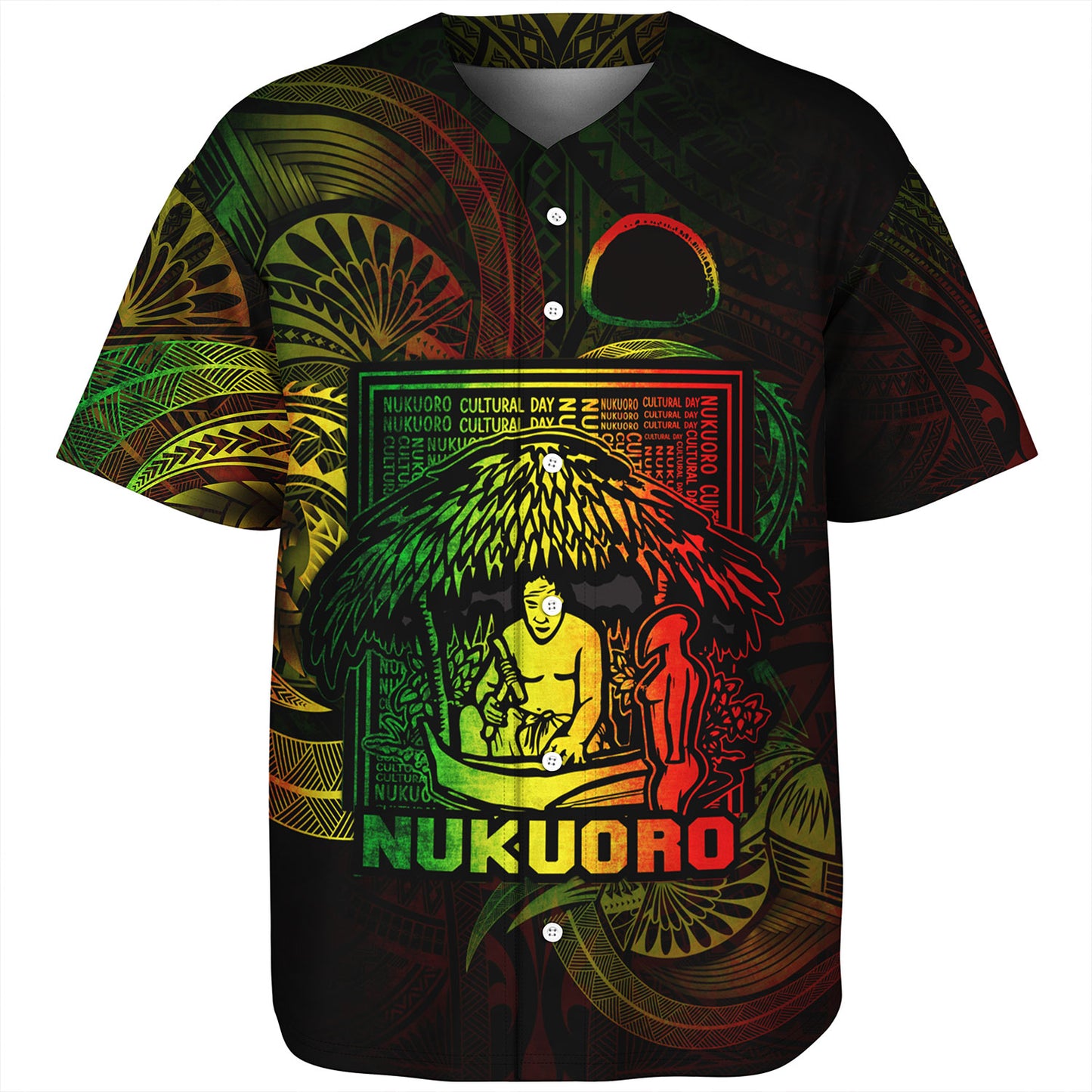 Federated States Of Micronesia Baseball Shirt Custom Nukuoro Atoll Cultural Tribal Pattern