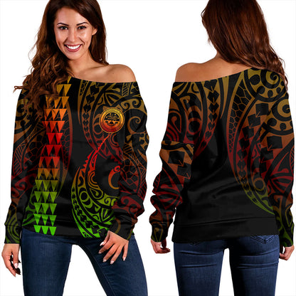 Federated States Of Micronesia Off Shoulder Sweatshirt Kakau Style