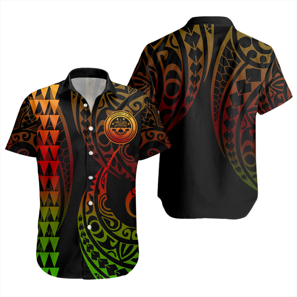 Federated States Of Micronesia Short Sleeve Shirt Kakau Style