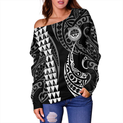 Federated States Of Micronesia Off Shoulder Sweatshirt Kakau Style Ver.1