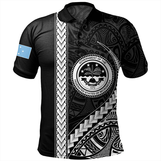 Federated States Of Micronesia Polo Shirt Tribal Micronesian Coat Of Arms