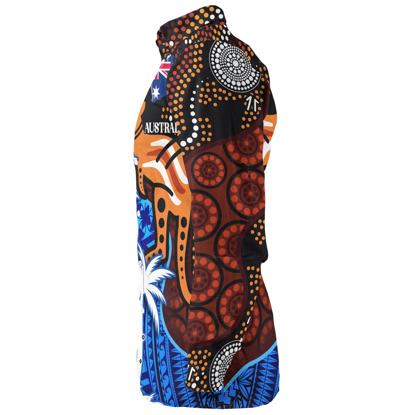 Fiji And Australia Long Sleeve Shirt Fijian Flag Tapa Patterns With Aboriginal Kangaroo