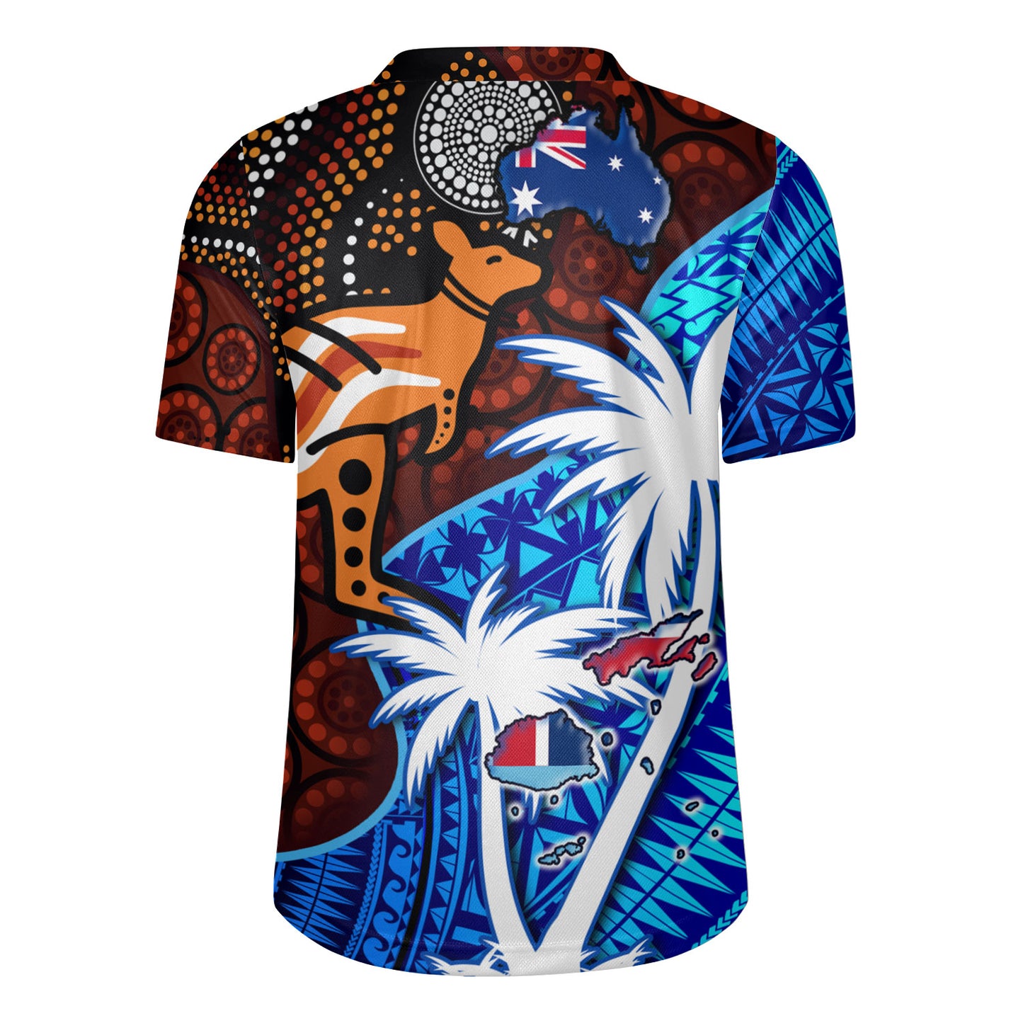 Fiji And Australia Rugby Jersey Fijian Flag Tapa Patterns With Aboriginal Kangaroo