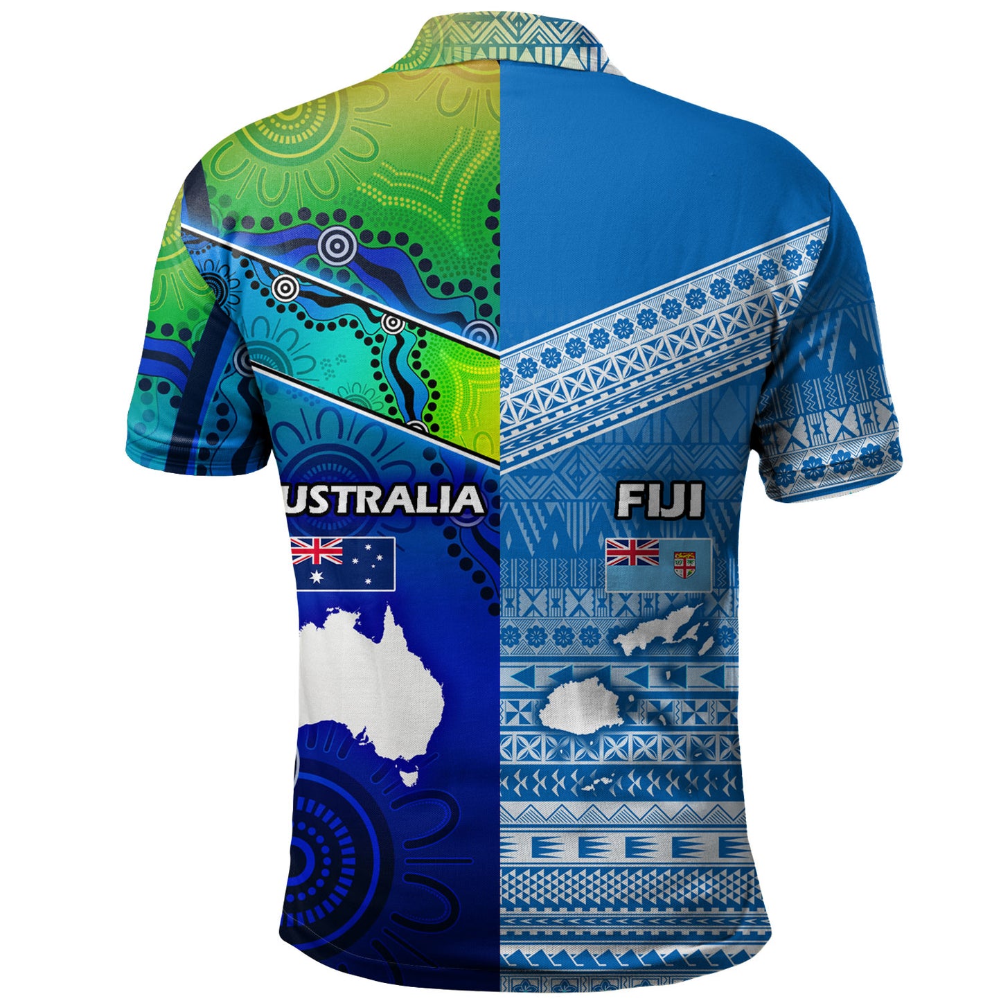 Fiji And Australia Custom Personalised Polo Shirt Fijian Tapa With Australia Aboriginal Style