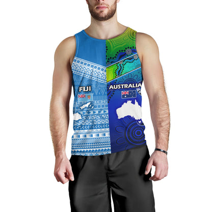 Fiji And Australia Custom Personalised Tank Top Fijian Tapa With Australia Aboriginal Style
