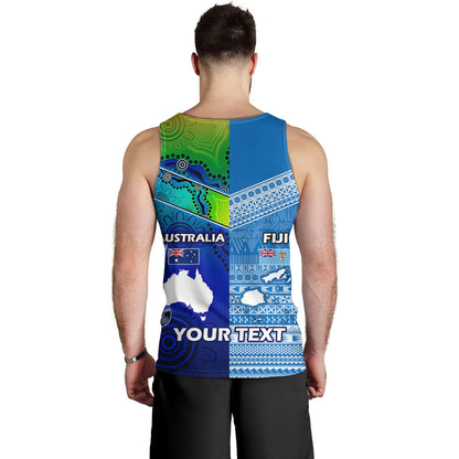 Fiji And Australia Custom Personalised Tank Top Fijian Tapa With Australia Aboriginal Style