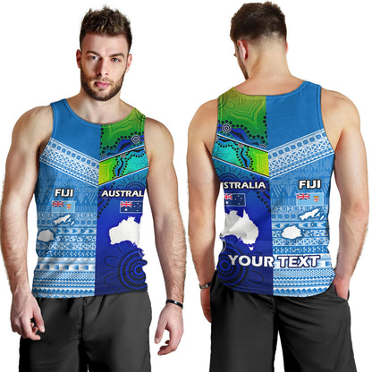 Fiji And Australia Custom Personalised Tank Top Fijian Tapa With Australia Aboriginal Style