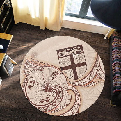 Fiji Round Rug Hibiscus Flower Vintage Style