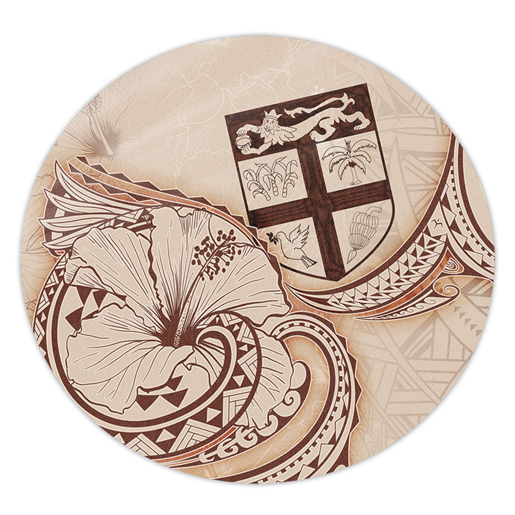 Fiji Round Rug Hibiscus Flower Vintage Style