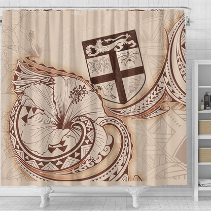 Fiji Shower Curtain Hibiscus Flower Vintage Style