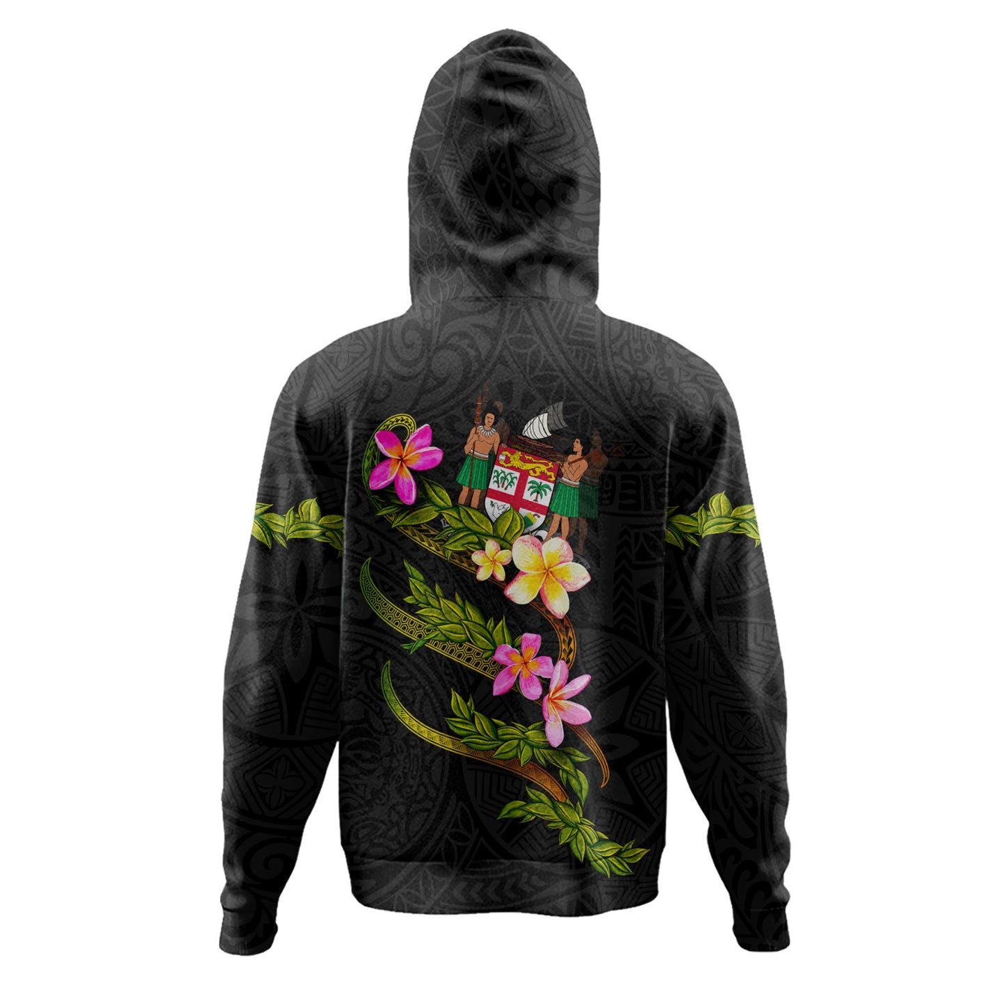 Fiji Hoodie Custom Plumeria Tribal
