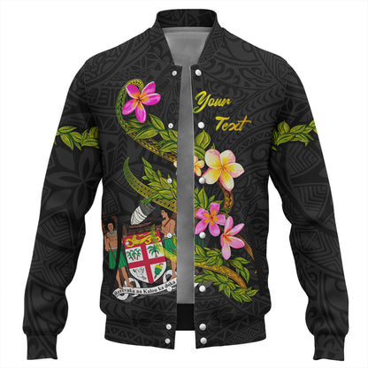 Fiji Baseball Jacket Custom Plumeria Tribal