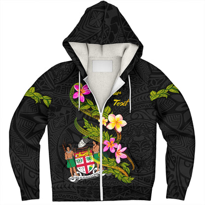 Fiji Sherpa Hoodie Custom Plumeria Tribal
