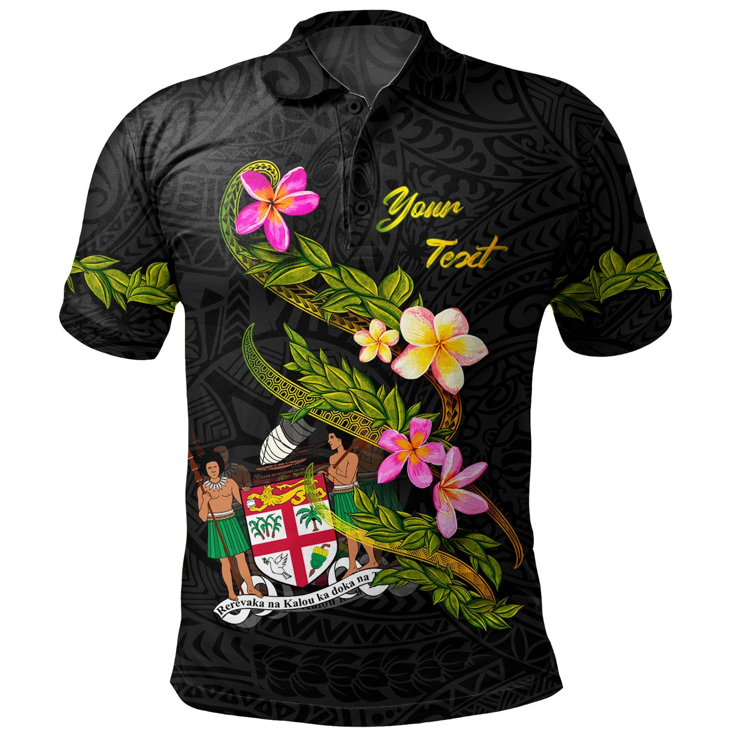Fiji Polo Shirt Custom Plumeria Tribal