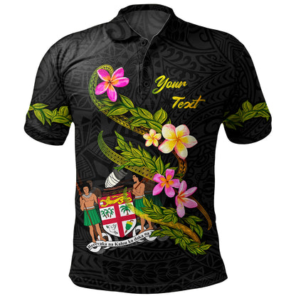 Fiji Polo Shirt Custom Plumeria Tribal