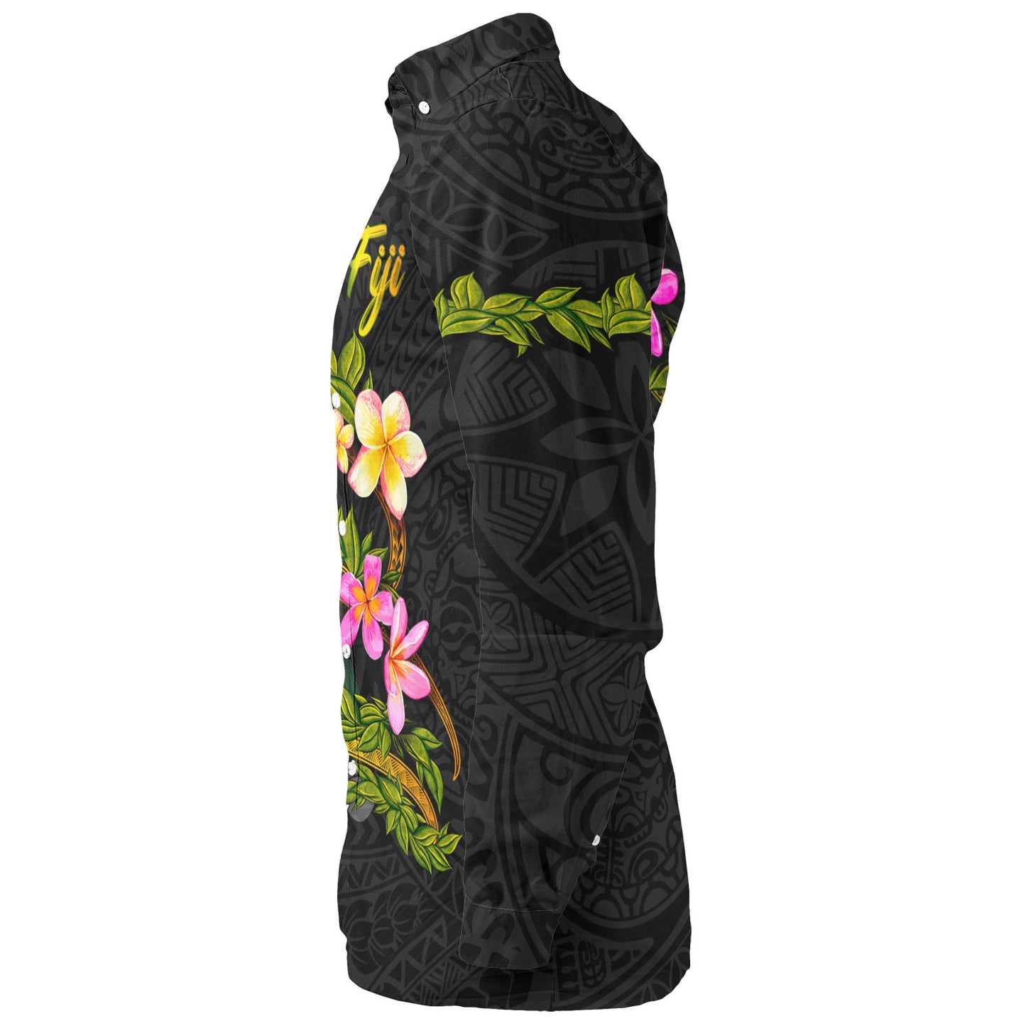 Fiji Long Sleeve Shirt Custom Plumeria Tribal