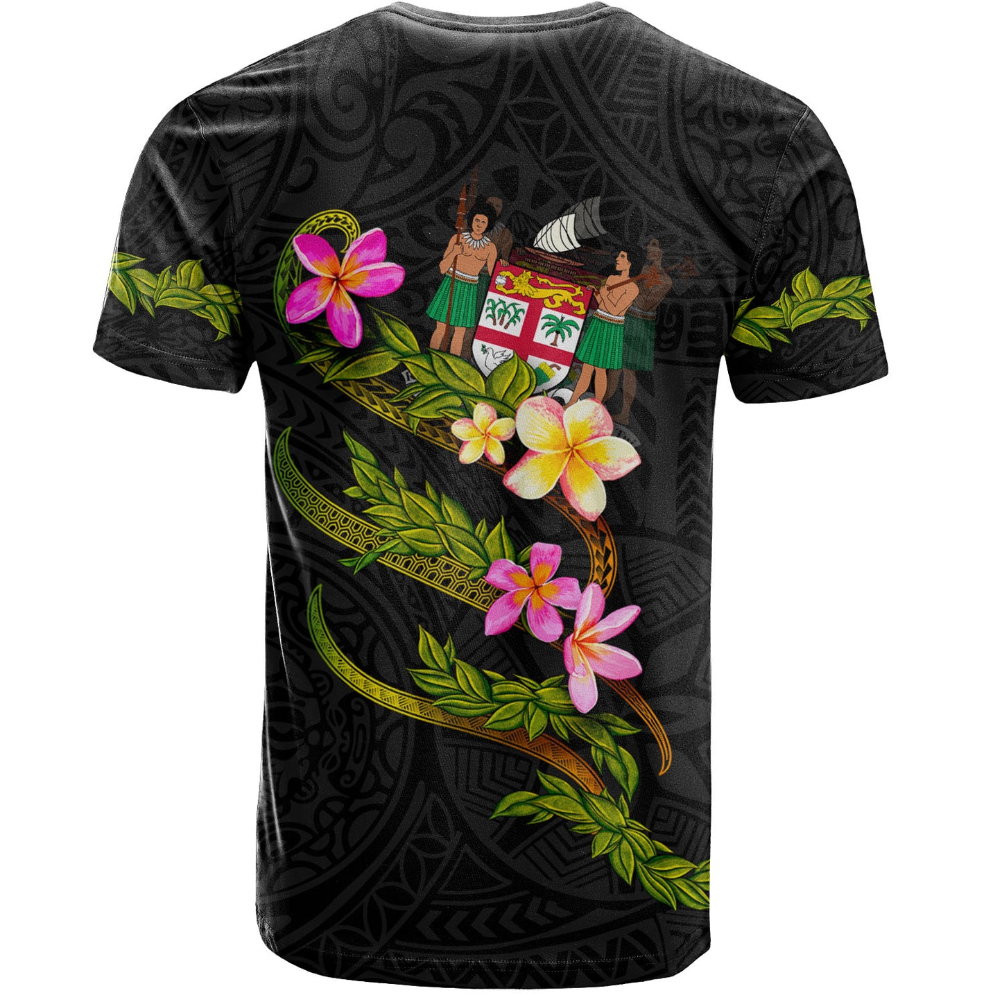 Fiji T-Shirt Custom Plumeria Tribal