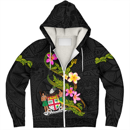 Fiji Sherpa Hoodie Custom Plumeria Tribal