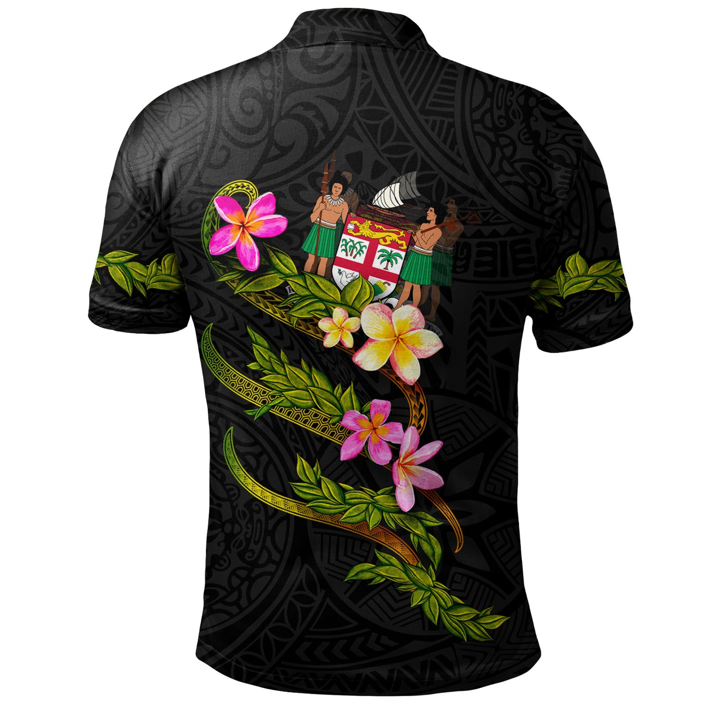 Fiji Polo Shirt Custom Plumeria Tribal