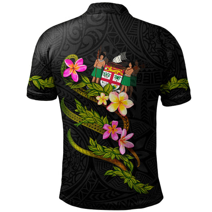 Fiji Polo Shirt Custom Plumeria Tribal