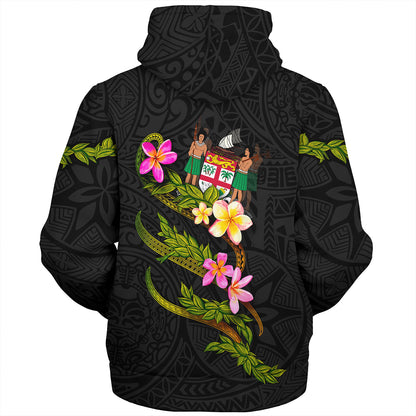 Fiji Sherpa Hoodie Custom Plumeria Tribal