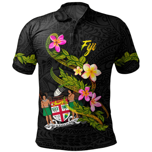 Fiji Polo Shirt Custom Plumeria Tribal
