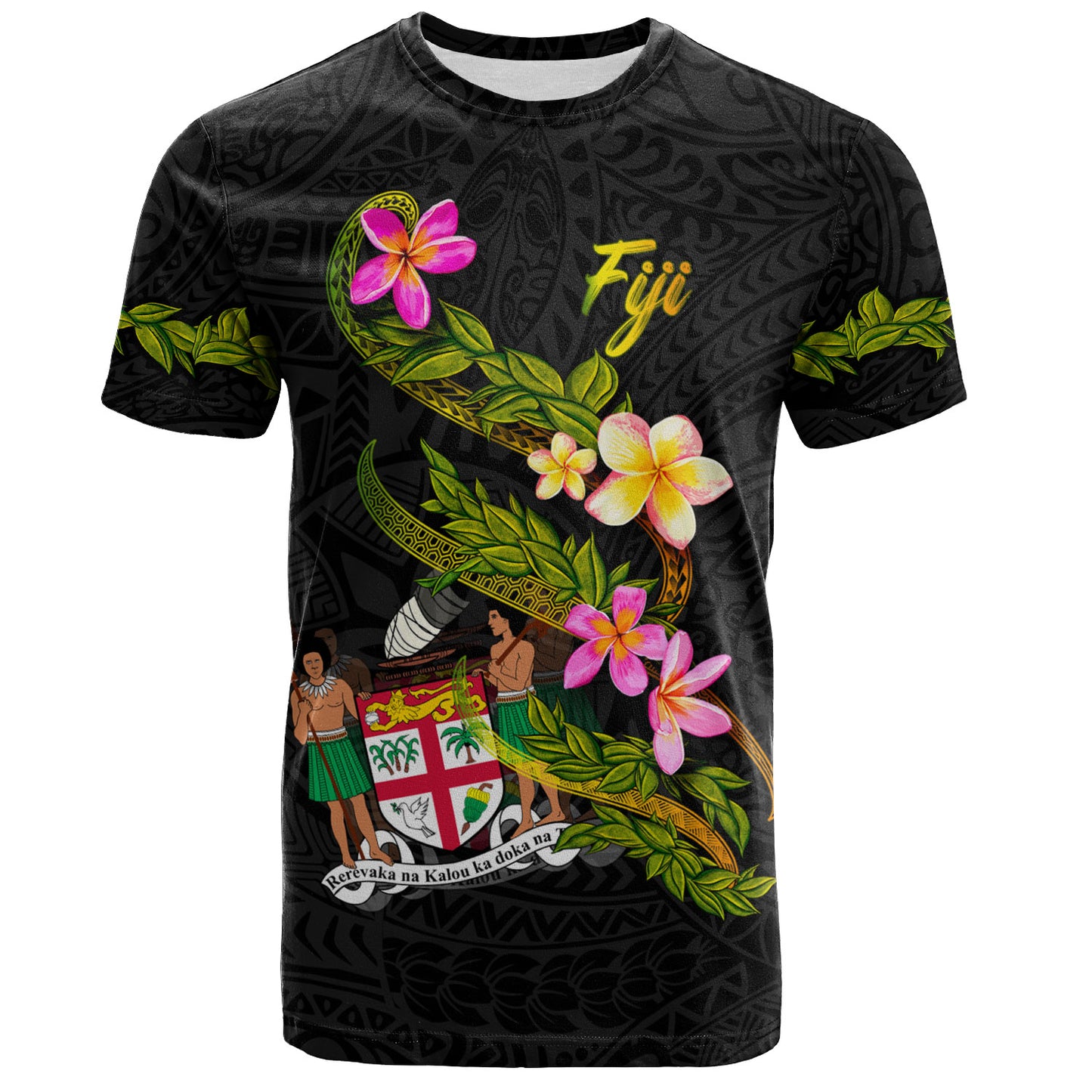 Fiji T-Shirt Custom Plumeria Tribal