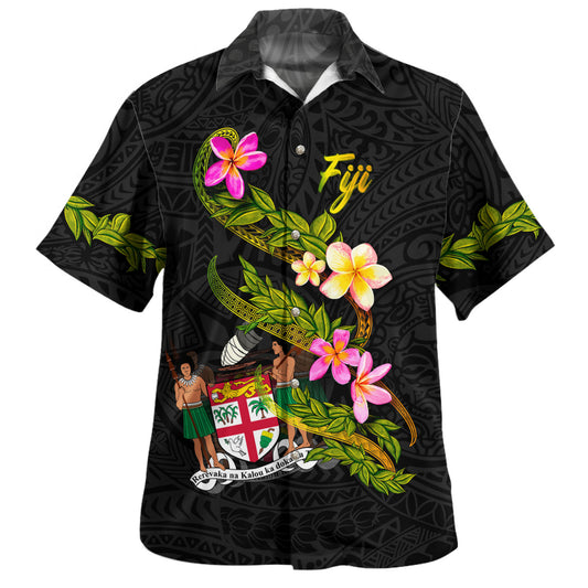 Fiji Hawaiian Shirt Custom Plumeria Tribal