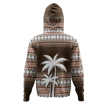 Fiji Hoodie Custom Bula Fiji Masi Brown Patterns