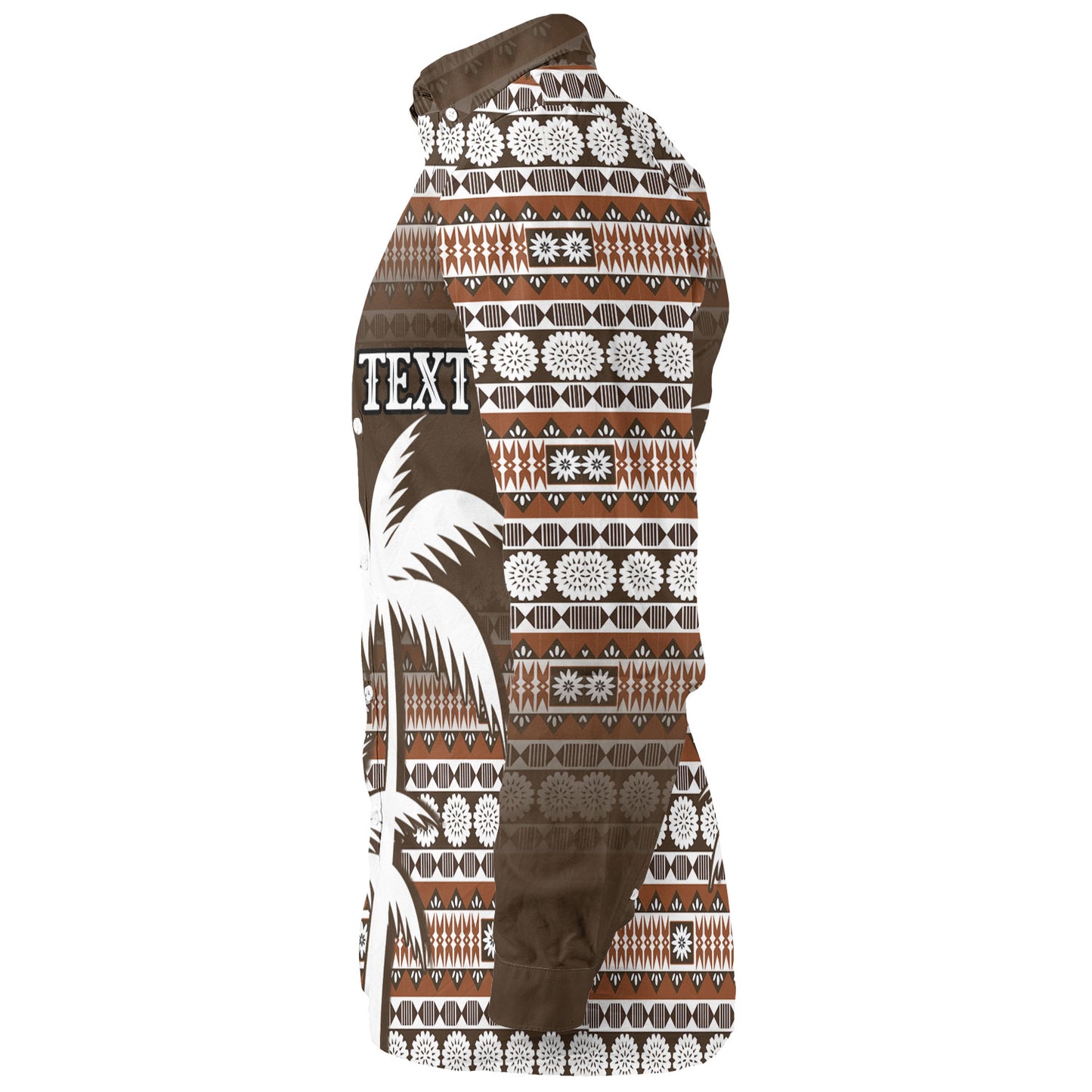 Fiji Long Sleeve Shirt Custom Bula Fiji Masi Brown Patterns