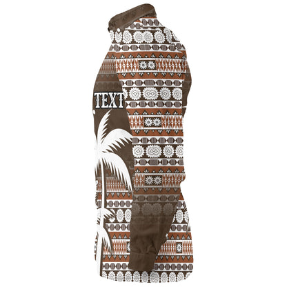 Fiji Long Sleeve Shirt Custom Bula Fiji Masi Brown Patterns
