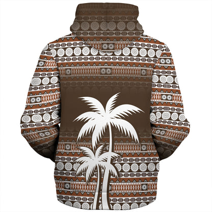 Fiji Sherpa Hoodie Custom Bula Fiji Masi Brown Patterns