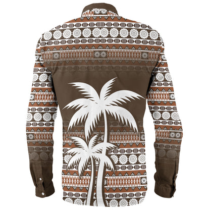 Fiji Long Sleeve Shirt Custom Bula Fiji Masi Brown Patterns