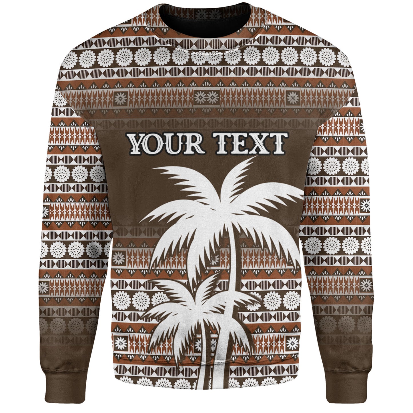 Fiji Sweatshirt Custom Bula Fiji Masi Brown Patterns