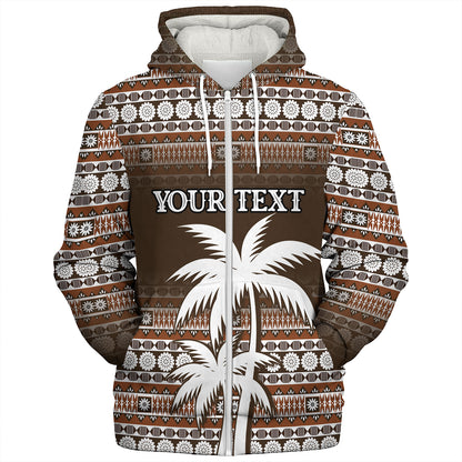 Fiji Sherpa Hoodie Custom Bula Fiji Masi Brown Patterns