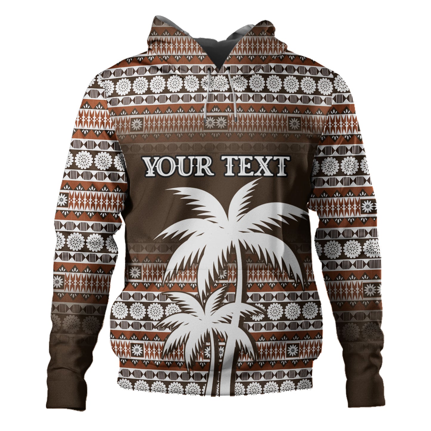 Fiji Hoodie Custom Bula Fiji Masi Brown Patterns