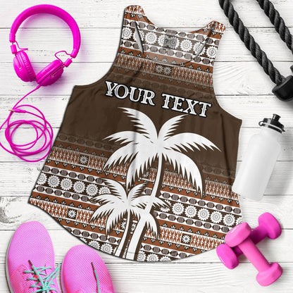 Fiji Women Tank Custom Bula Fiji Masi Brown Patterns
