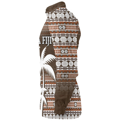 Fiji Long Sleeve Shirt Custom Bula Fiji Masi Brown Patterns