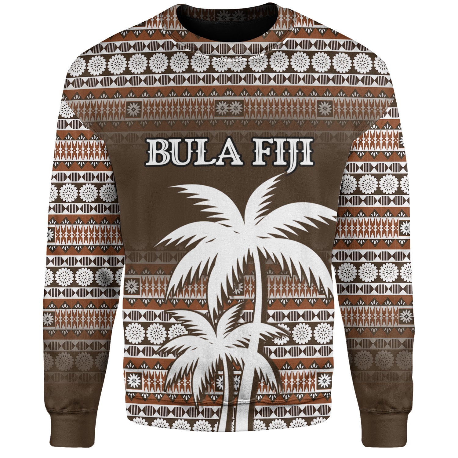 Fiji Sweatshirt Custom Bula Fiji Masi Brown Patterns