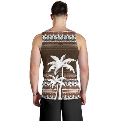 Fiji Tank Top Custom Bula Fiji Masi Brown Patterns