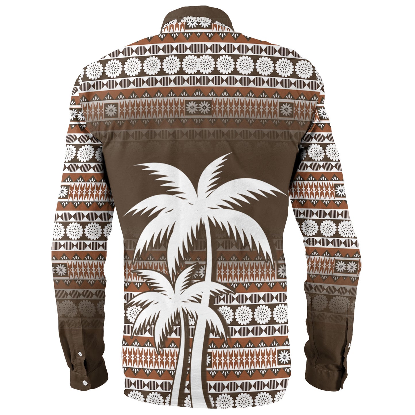 Fiji Long Sleeve Shirt Custom Bula Fiji Masi Brown Patterns